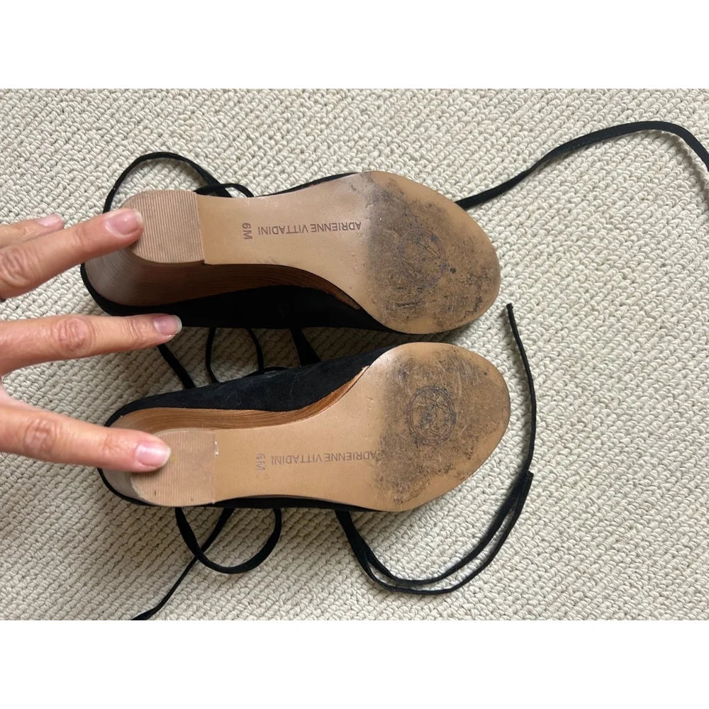 Women's Adrienne Vittadini Black Suede Wedge Heels Size 6M